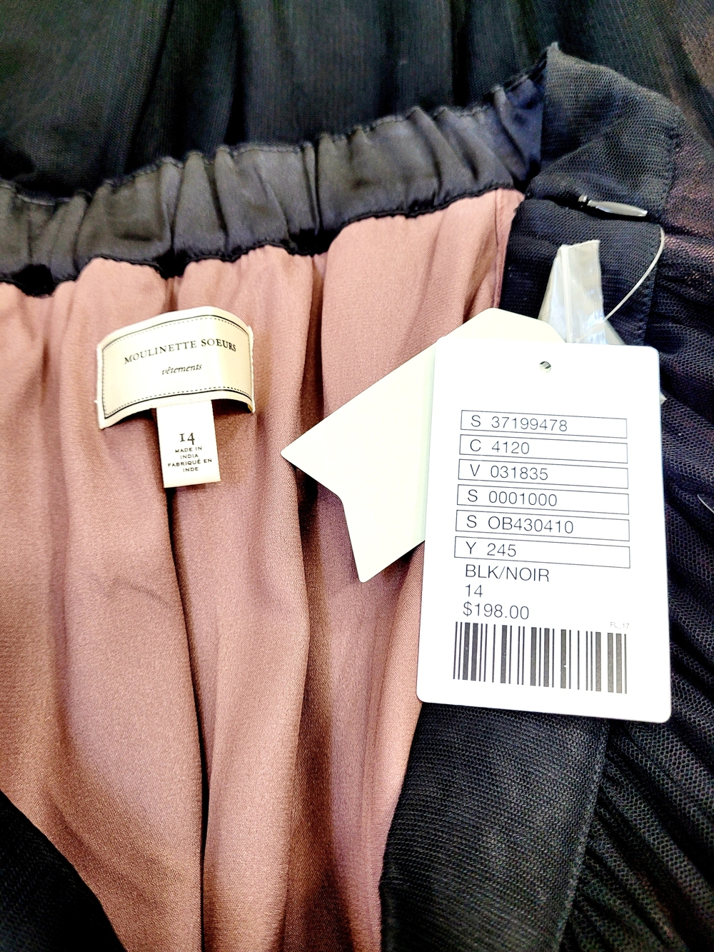 NWT Moulinette Soeurs x Anthro Effervescent Tulle Paillettes Black Midi Skirt 14 - Picture 6 of 11